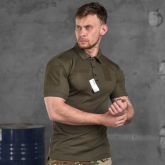 Тактична футболка зсу поло для військовослужбовців з липучками під шеврони олива. . фото 2
