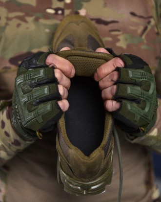 Мужские тактические кроссовки олива из натуральной кожи, военные кроссы для мужч. . фото 9