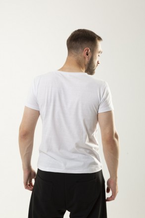 Мужская футболка с v-образным вырезом горловины хлопок классическая однотонная п. . фото 9