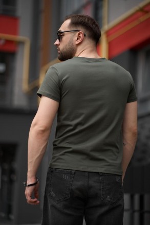 Мужская футболка с v-образным вырезом горловины хлопок классическая однотонная п. . фото 7