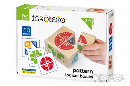 Логічні кубики "Склади візерунок" - логічна гра для малюків від 3 років, у яку в. . фото 1