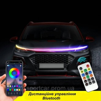 Динамічне bluetooth підсвічування для капота 120 см 12-24V гнучка різнокольорова. . фото 3