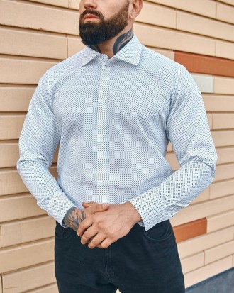 Мужская рубашка хлопок с длинным рукавом на пуговицах белая в горошек Турция
Кла. . фото 4