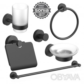 Набор аксессуаров для ванной SONIA ASTRAL KIT BLACK( 6 предметов) Черный, латунь. . фото 1