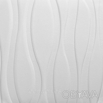 Самоклеюча декоративна настінно-стельова 3D панель великі хвилі 700х700х7мм (167. . фото 1