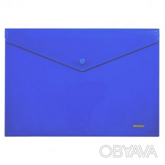 Папка-конверт на кнопці А4+ Norma 160мкм фактура глянець, синя. . фото 1