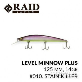 Воблер Raid Level Minnow Plus має довжину 125 мм і вагу 14 г, на робочу глибину . . фото 1