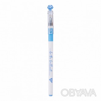 Ручка масляна Yes Little diamond 0,7мм синя, корпус білий. . фото 1