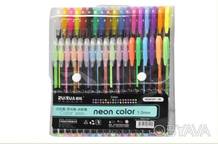 Набір ручок гелевих 36 кольорів ООПТ неонові. . фото 1