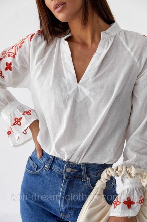 ??Женская блузка-вышиванка с широкой горловиной
?️Турция
?️80% хлопок 20% полиэс. . фото 8
