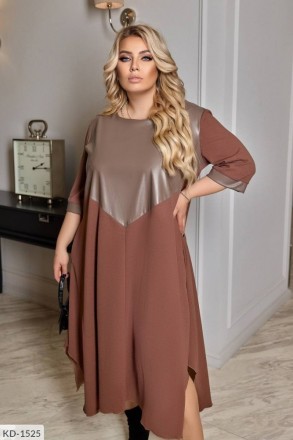 Платье KD-1529
Ткань: креп дайвинг + эко-кожа Турция.
Цвет: шоколад, черный и ка. . фото 10