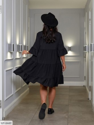Платье HT-8451
Ткань: софт (не линяет, практически не мнется)
Цвет: хаки, черный. . фото 3