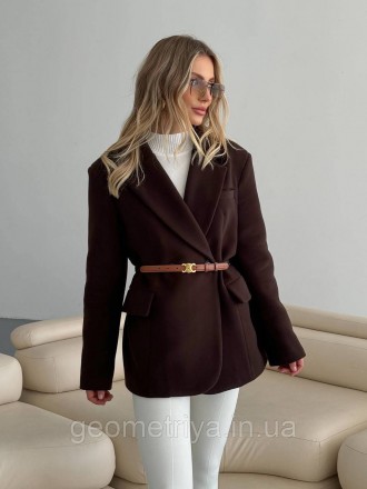 
Короткое коричневое пальто кашемировое 
Женское пальто жакет в едином размере 4. . фото 4