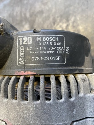 Генератор Bosch 120A 0 123 510 061, 078 903 015F.

Рабочий, был снят с Audi A6. . фото 2