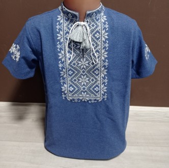 Детская рубашка вышиванка для мальчика короткий рукав на 2-10 лет трикотаж хлопо. . фото 2