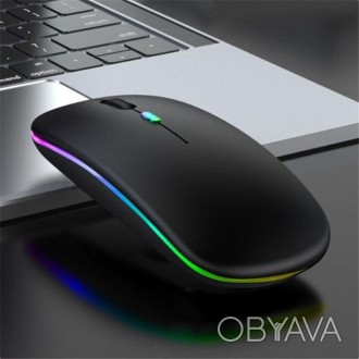 Мышка компьютернбеспроводная аккумуляторная Wireless Mouse c RGB подсветкой
Осно. . фото 1