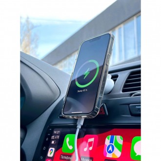 Автодержатель с беспроводной зарядкой, Holder magnetic X19 Wireless Car Charger . . фото 3