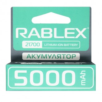 Батарейка акумуляторна (акумулятор) 21700 RABLEX 5000
mAh (Li-Ion 3.7V)
Характер. . фото 3