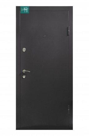 Вхідні двері модель ПУ-179 мають темно-сіре порошкове фарбування металу з вулиці. . фото 4