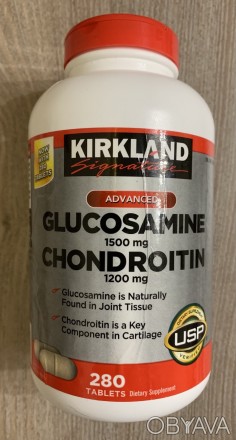 Посиленний глюкозамін 1500 мг плюс хондроїтин 1200 мг, 280 каплетів, Kirkland Si. . фото 1
