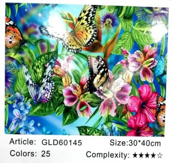 Набір для творчості алмазна вишивка картина мозаїка метелики 30*40 см 60145 поло. . фото 3