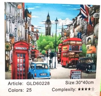 Набір для творчості алмазна вишивка картина мозаїка вулиці Лондона 30*40 см 6022. . фото 3