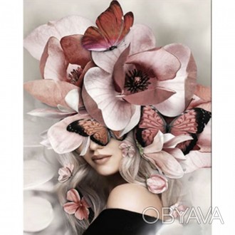 Набір для творчості алмазна вишивка картина мозаїка Дівчина з трояндами на голов. . фото 1