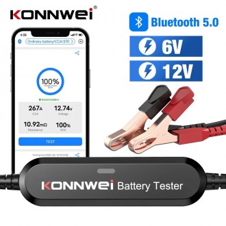 Konnwei BK100 battery tester- тестер АКБ 6-12 V (black, bluetooth)
С помощью тес. . фото 2