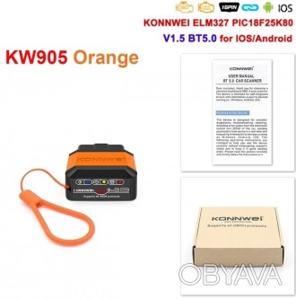 Автосканер Konnwei KW905 Supports all OBD ll protocols Orange BT 5.0 для Android. . фото 1