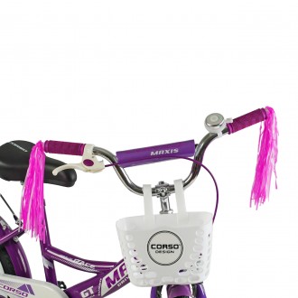 
Велосипед двухколесный фиолетовый с корзинокой 18 дюймов для девочки Corso Maxi. . фото 3