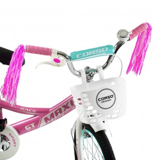 
Велосипед двухколесный розовый для девочки с корзинокой 18 дюймов Corso Maxis о. . фото 5