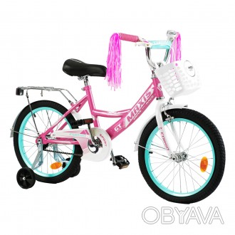
Велосипед двухколесный розовый для девочки с корзинокой 18 дюймов Corso Maxis о. . фото 1