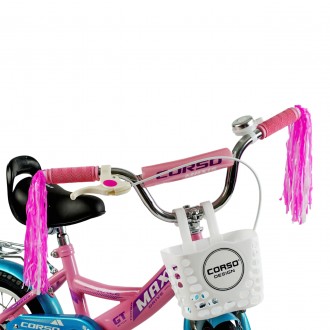 
Велосипед двухколесный розовый для девочки с корзинокой 12 дюймов Corso Maxis о. . фото 3