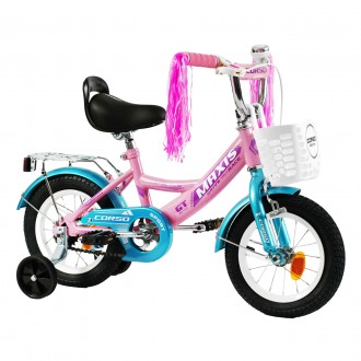 
Велосипед двухколесный розовый для девочки с корзинокой 12 дюймов Corso Maxis о. . фото 4