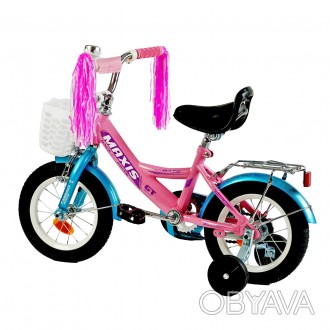 
Велосипед двухколесный розовый для девочки с корзинокой 12 дюймов Corso Maxis о. . фото 1
