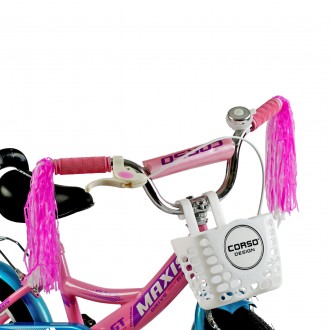 
Велосипед двухколесный розовый для девочки с корзинокой 14 дюймов Corso Maxis о. . фото 4