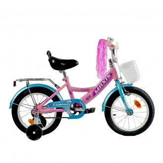 
Велосипед двухколесный розовый для девочки с корзинокой 14 дюймов Corso Maxis о. . фото 2
