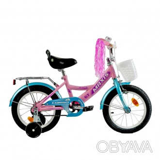 
Велосипед двухколесный розовый для девочки с корзинокой 14 дюймов Corso Maxis о. . фото 1