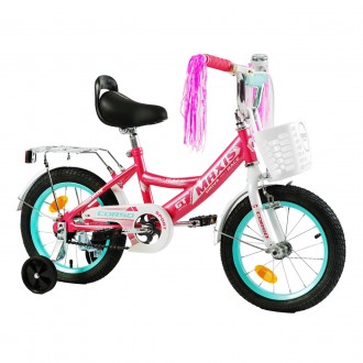 
Велосипед двухколесный розовый Pink для девочки с корзинокой 14 дюймов Corso Ma. . фото 3