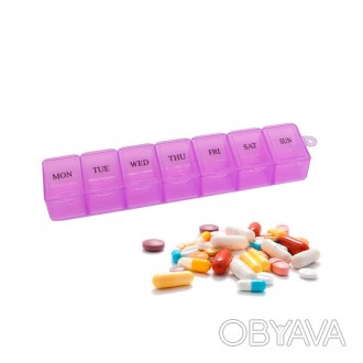 Контейнер для ліків, характеристики: 
	Матеріал: пластик;
	Колір: бузковий;
	Роз. . фото 1