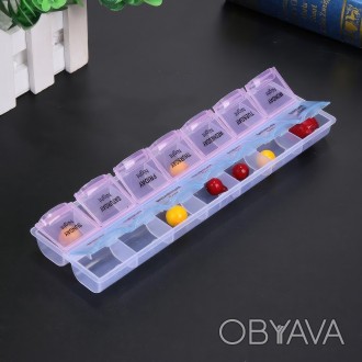 Органайзер для таблеток на тиждень, характеристики:
	Матеріал: пластик;
	Колір: . . фото 1