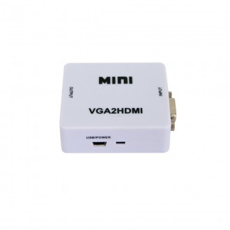 Перехідник з VGA на HDMI зі звуком MiNi VGA2HDMI 
Конвертер VGA2HDMI перетворює . . фото 2