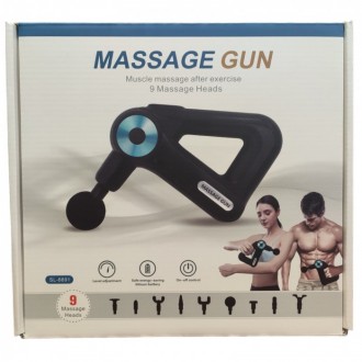 Перкусійний масажер/масажний пістолет/ударний масажер з 9 насадками Sk-8891 - м'. . фото 7