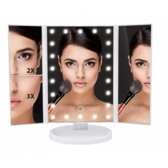 Настольное косметическое складное зеркало с LED-подсветкой для макияжей с боковы. . фото 2