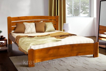 Двоспальне ліжко з масиву вільхи (масив і щит), укомплектоване ортопедичним ламе. . фото 2