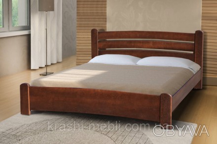Двоспальне ліжко з масиву вільхи (масив і щит), укомплектоване ортопедичним ламе. . фото 1