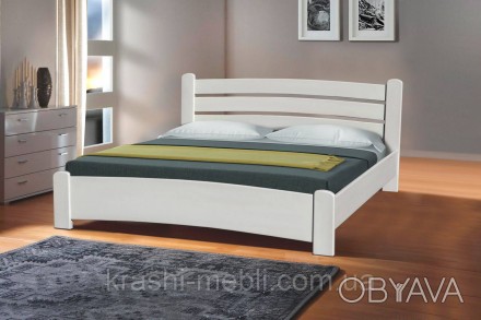 Двоспальне ліжко з масиву вільхи (масив і щит), укомплектоване ортопедичним ламе. . фото 1