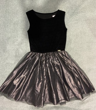 
 Праздничное платье для девочки-подростка с верхом из чёрного стрейч бархата и . . фото 3