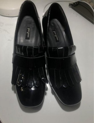 Чёрные лаковые женские туфли из 100% кожи на широком устойчивом каблуке высотой . . фото 6