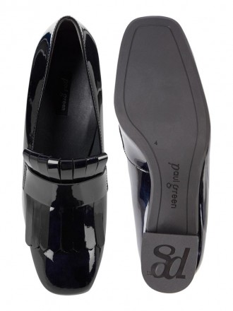Чёрные лаковые женские туфли из 100% кожи на широком устойчивом каблуке высотой . . фото 5
